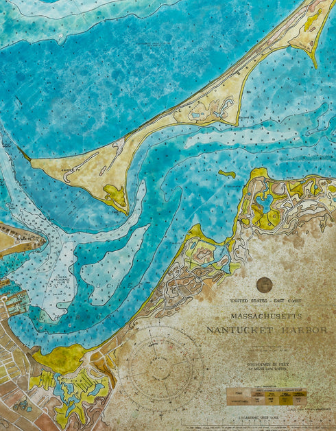 Nantucket Harbor Nautical Chart | Framed Giclee Print on Canvas